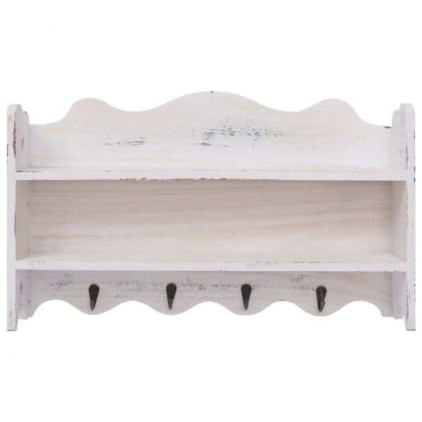 Perchero de pared de madera blanco 50x10x30 cm M 3
