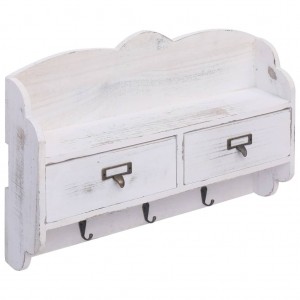 Perchero de pared de madera blanco 50x10x34 cm H