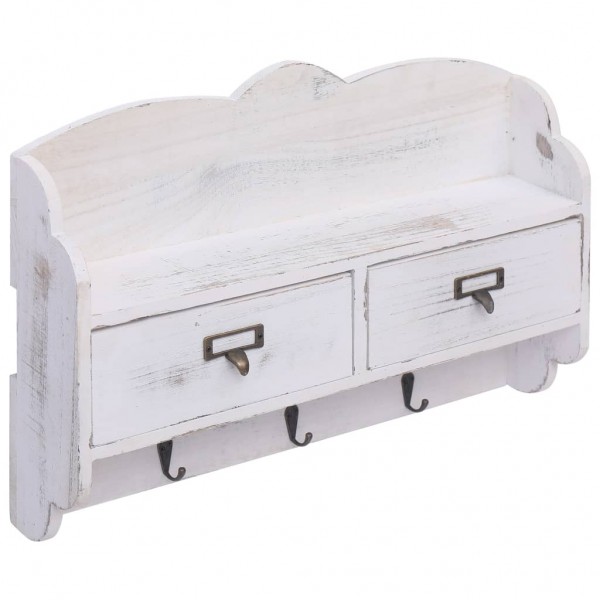 Perchero de pared de madera blanco 50x10x34 cm M 2
