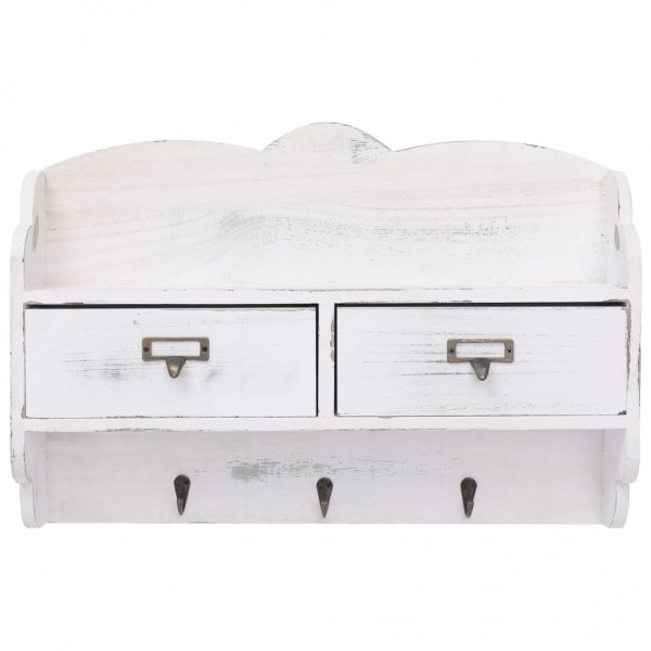 Perchero de pared de madera blanco 50x10x34 cm M 3