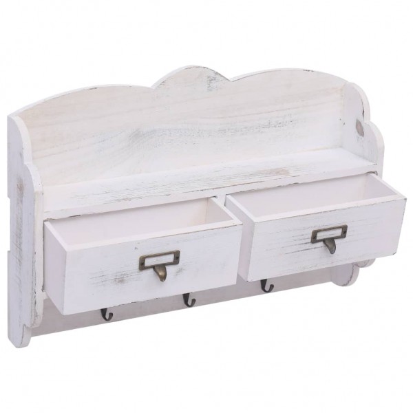 Perchero de pared de madera blanco 50x10x34 cm M 4