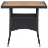 Mesa comedor para jardín ratán sintético madera de acacia negro 2