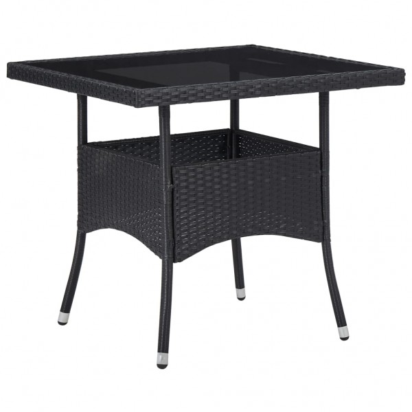 Mesa de comedor para jardín ratán sintético y vidrio negro D