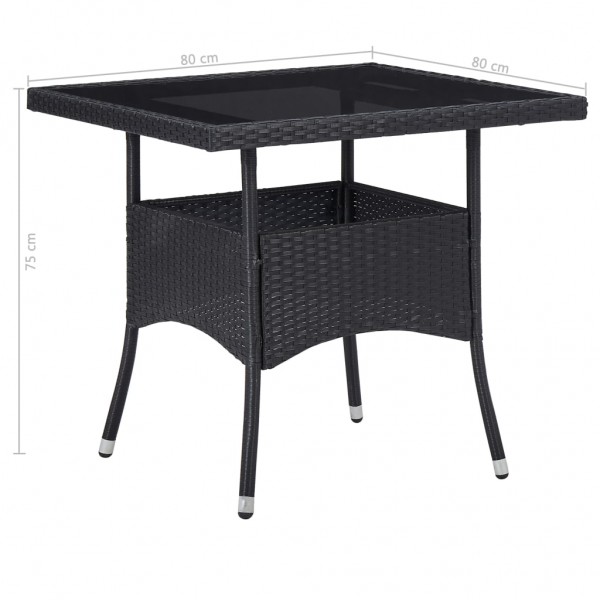 Mesa de comedor para jardín ratán sintético y vidrio negro M 4