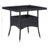 Mesa de comedor para jardín ratán sintético y vidrio negro 4