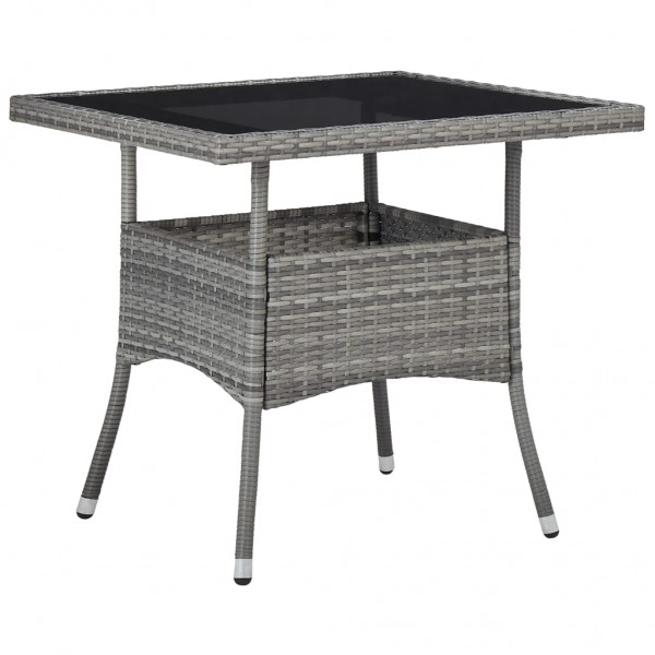 Mesa de comedor para jardín ratán sintético y vidrio gris D
