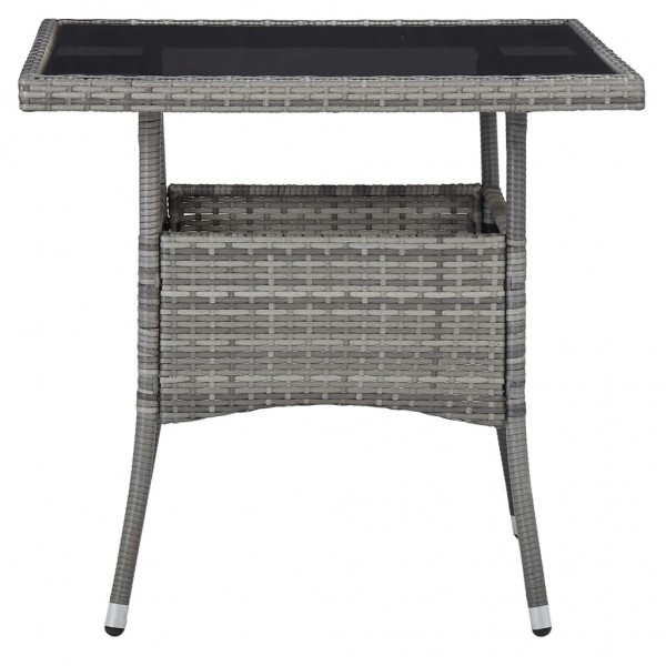 Mesa de comedor para jardín ratán sintético y vidrio gris M 2