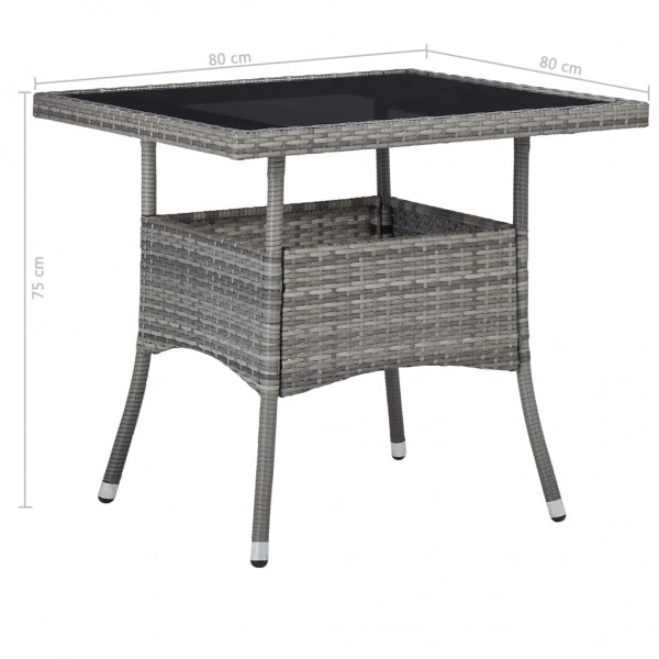 Mesa de comedor para jardín ratán sintético y vidrio gris M 5