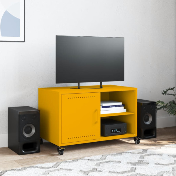 Mueble TV acero laminado en frío amarillo mostaza 68x39x43.5 cm M 3