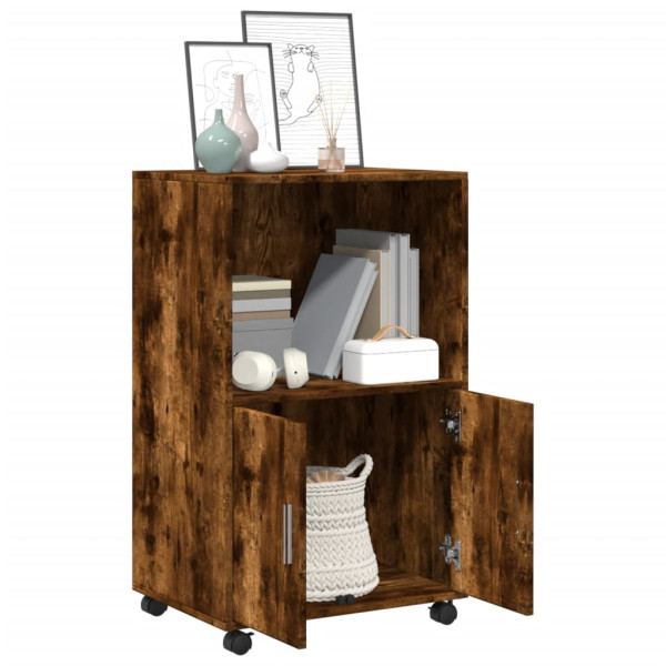 Armario con ruedas madera ingeniería roble ahumado 55x40x91 cm M 3