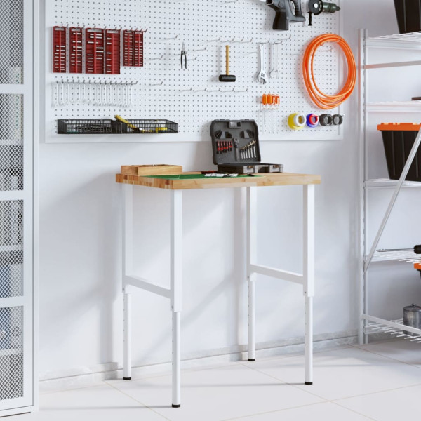 Banco de trabajo rectangular madera maciza 80x60x(73-99.5) cm M 3