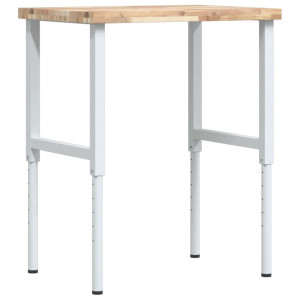 Banco de trabajo rectangular madera maciza 80x60x(73-99.5) cm H