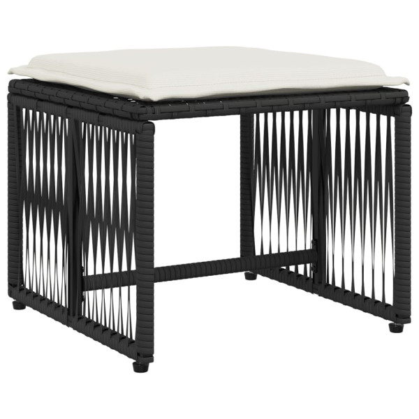 Set de comedor de jardín 7 pzas y cojines ratán sintético negro M 4