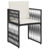 Set de comedor de jardín 7 pzas y cojines ratán sintético negro 5