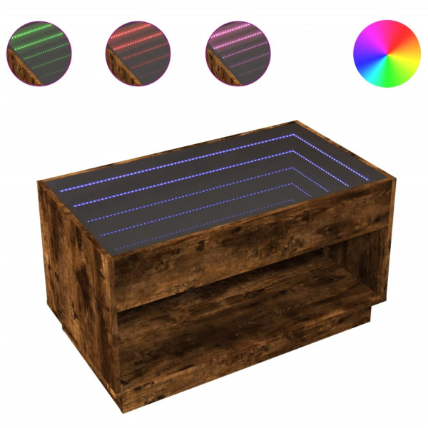 Mesa de centro luzes LED Infinity 90x50x50 cm carvalho fumado M 2