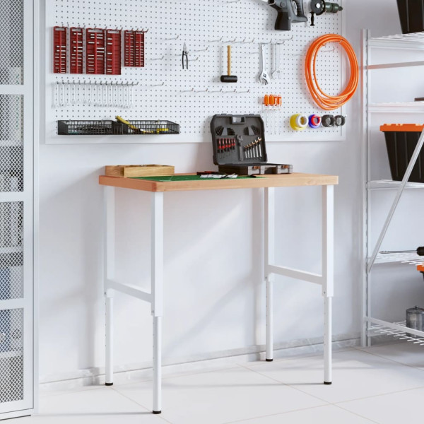 Banco de trabajo rectangular madera maciza 100x60x(73-99.5) cm M 3