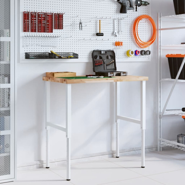 Banco de trabajo rectangular madera maciza 100x60x(73-99.5) cm M 3