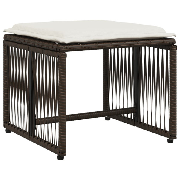 Set comedor de jardín 7 pzas con cojines ratán sintético marrón M 4