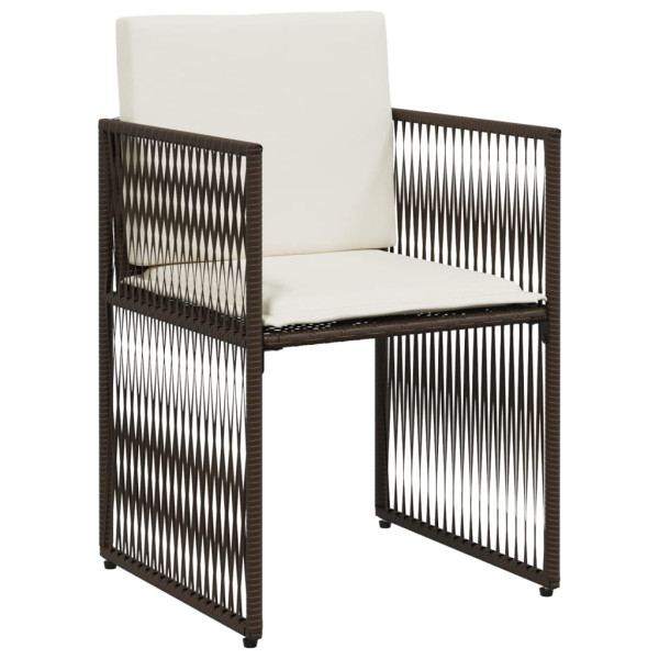 Set comedor de jardín 7 pzas con cojines ratán sintético marrón M 5