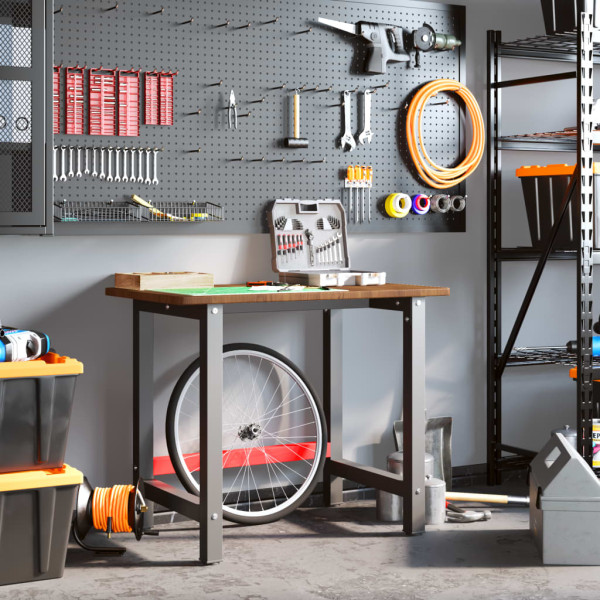 Banco de trabajo rectangular madera maciza roble 100x60x81.5 cm M 3