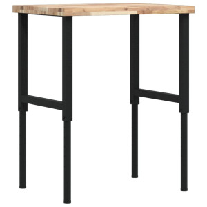 Banco de trabajo rectangular madera maciza 80x60x(73-99.5) cm H