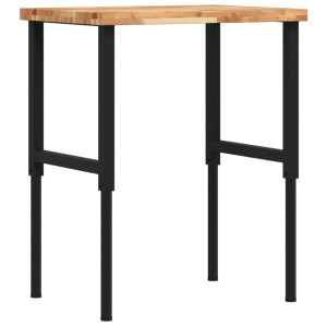 Banco de trabajo rectangular madera maciza 80x60x(73-99.5) cm H