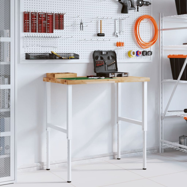 Banco de trabajo rectangular madera maciza 100x60x(73-99.5) cm M 3