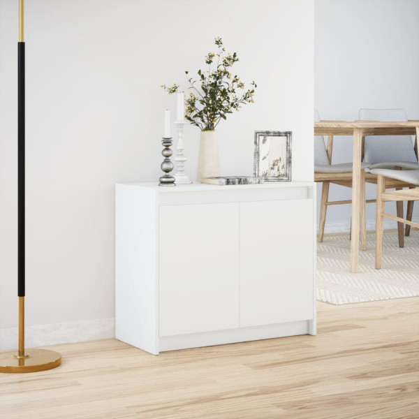 Aparador con LED madera de ingeniería blanco 72x34x61 cm M 4