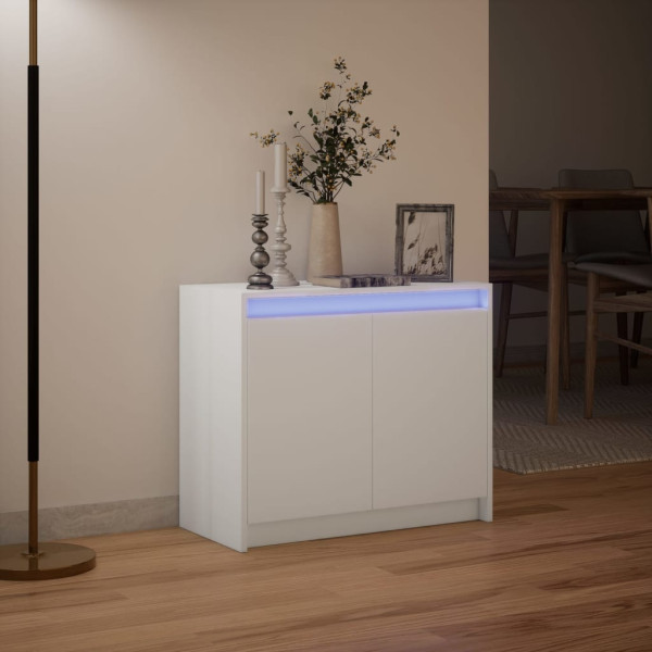 Aparador con LED madera de ingeniería blanco 72x34x61 cm M 5