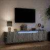 Mueble de TV de pared con luz LED gris Sonoma 180x31x39.5 cm 5