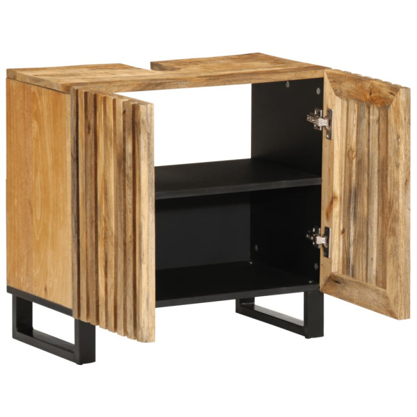 Armario de lavabo para baño madera maciza de mango 62x34x58 cm M 2