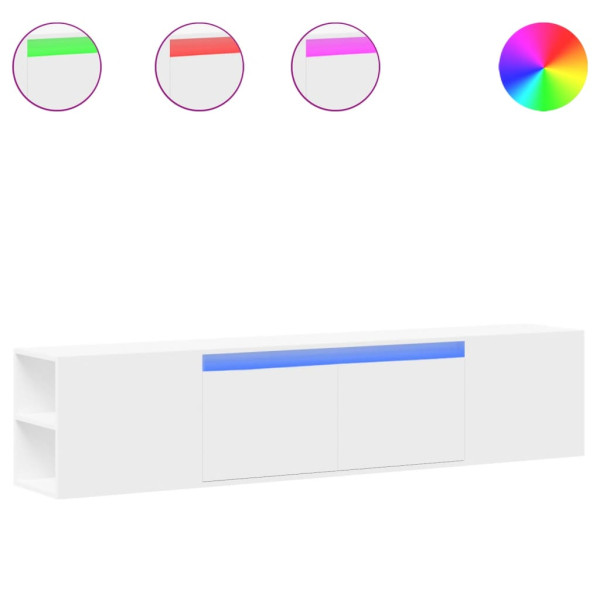 Móvel de parede para TV com luzes LED 180x31x39.5 cm branco M 2