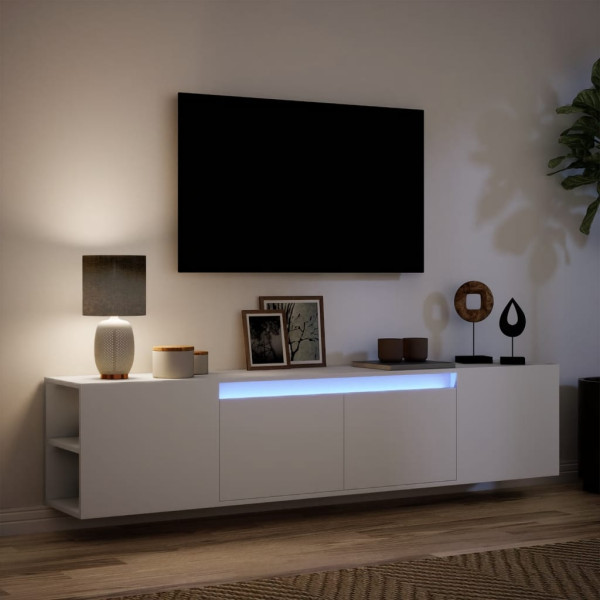 Mueble de TV de pared con luz LED blanco 180x31x39.5 cm M 5