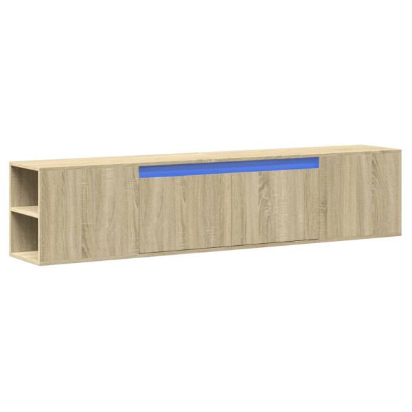 Mueble de TV de pared con luz LED roble Sonoma 180x31x39.5 cm M 3