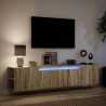 Mueble de TV de pared con luz LED roble Sonoma 180x31x39.5 cm 5