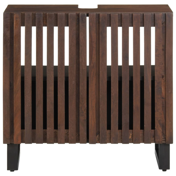 Armario de lavabo baño madera maciza mango marrón 62x34x58 cm M 3