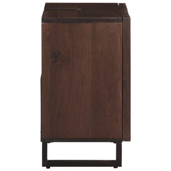Armario de lavabo baño madera maciza mango marrón 62x34x58 cm M 4