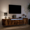 Mueble de TV de pared con luz LED roble ahumado 180x31x39.5 cm 5