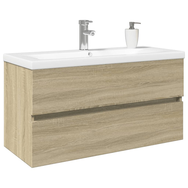 Set de mueble de baño 2 piezas cerámica y madera de ingeniería M 3