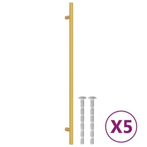 Puxadores para móveis 5 pcs 320 mm aço inoxidável dourado M 2
