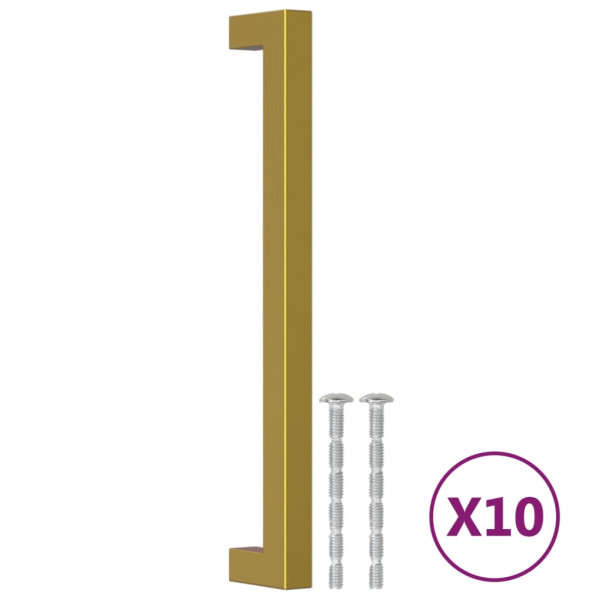 Puxadores para móveis 10 pcs 192 mm aço inoxidável dourado M 2