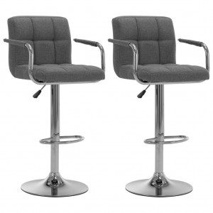 Cadeiras de bar 2 pcs tecido cinzento-claro H