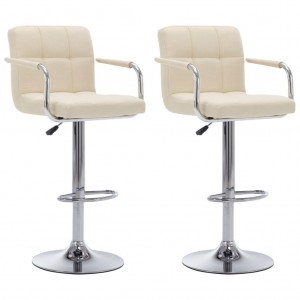 Bancos de bar 2 pcs tecido cor creme H