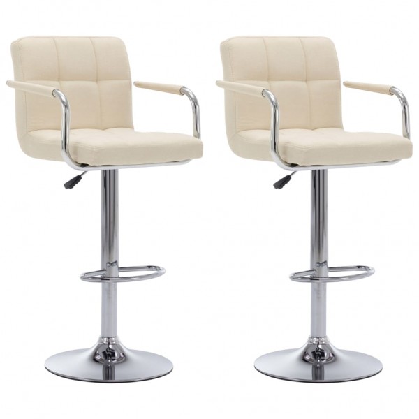 Bancos de bar 2 pcs tecido cor creme M 2