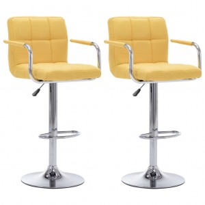Taburetes de cocina 2 unidades tela amarillo H