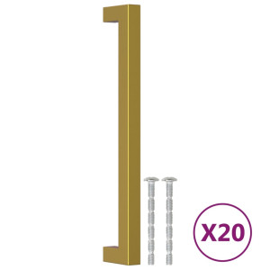 Tiradores para armarios 20 uds acero inoxidable dorado 192 mm H