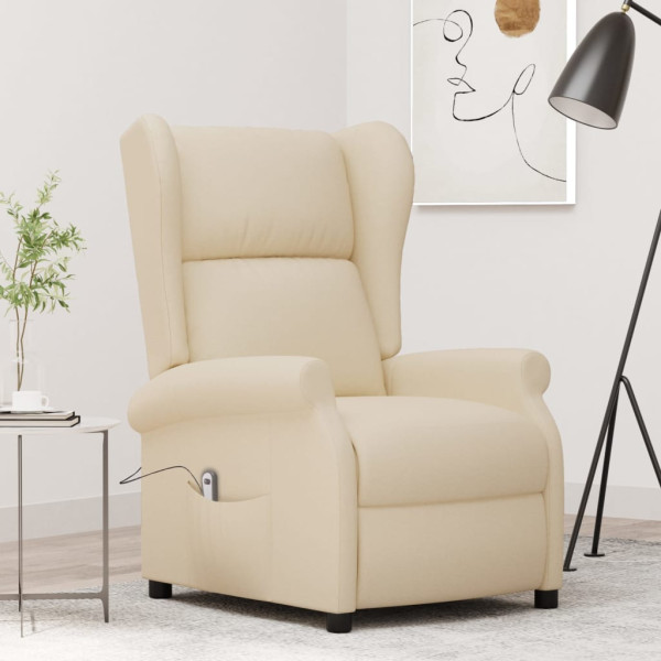 Sillón orejero reclinable eléctrico tela blanco crema D