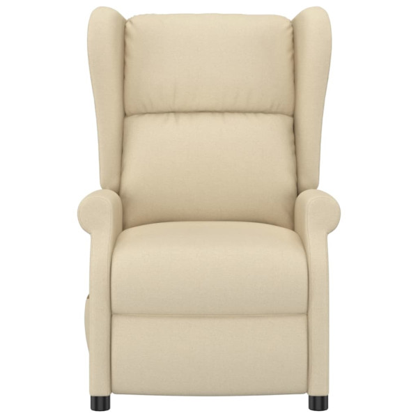 Sillón orejero reclinable eléctrico tela blanco crema M 4