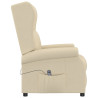 Sillón orejero reclinable eléctrico tela blanco crema 5