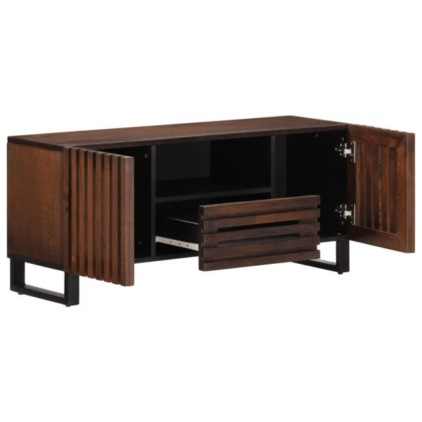 Mueble de TV madera maciza mango marrón 100x34x46 cm M 5